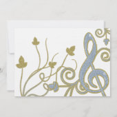 Blue Gold White Music Wedding Uitnodiging (Achterkant)