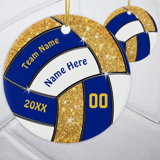 Blue Gold White, persoonlijke volleybalversieringe Keramisch Ornament