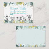 Blue Gold Wild One Safari Baby Diaper Raffle Informatiekaartje (Voorkant / Achterkant)