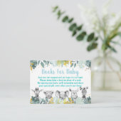 Blue Gold Wild One Safari Baby shower Book Request Informatiekaartje (Staand voorkant)