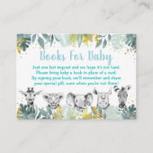 Blue Gold Wild One Safari Baby shower Book Request Informatiekaartje (Voorkant)