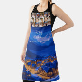 Blue Gold Winter Village Family Christmas Photo Schort (Insitu)