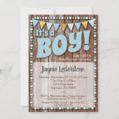 Blue Gold Wood Het is een Baby shower-uitnodiging. Kaart (Voorkant)