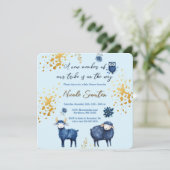 Blue Gold Woodland Baby shower Bewaar de datum Save The Date (Staand voorkant)