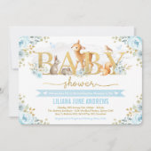 Blue Gold Woodland Boy Baby shower Bos Dieren Kaart (Voorkant)