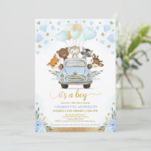 Blue Gold Woodland SweeBaby Boy Shower Kaart (Staand voorkant)