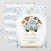 Blue Gold Woodland SweeBaby Boy Shower Kaart (Voorkant / Achterkant)