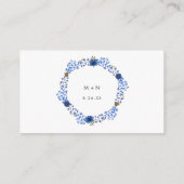 Blue Gold Wreath trouwwebsite rsvp Informatiekaartje (Achterkant)