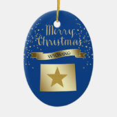 Blue Gold Wyoming Star Keramisch Ornament (Voorkant)