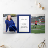 Blue & Gold Yellow Photo Afstuderen aangekondigd Drieluik Aankondiging (Binnen)