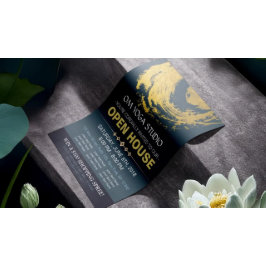 Blue & Gold YOGA Massage Therapy Studio Open House Flyer