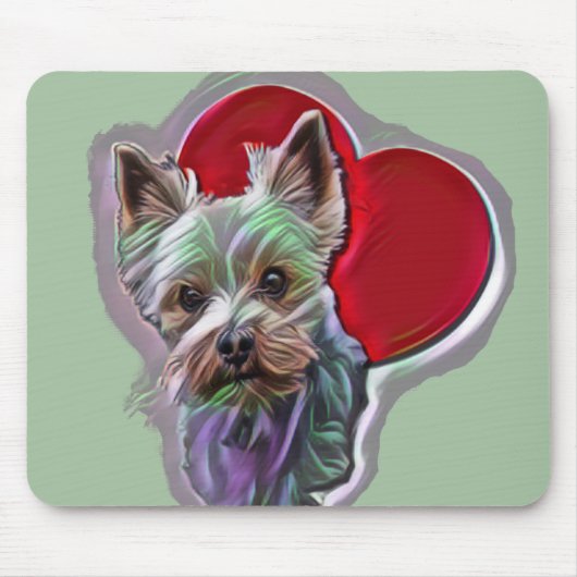 Blue Gold Yorkshire Yorkie Terrier Muismat (Voorkant)