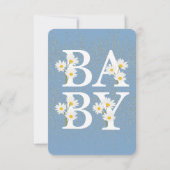 Blue Golden Daisy Glitter Glow Baby shower Bedankkaart (Achterkant)