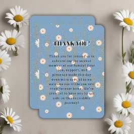 Blue Golden Daisy Glitter Glow Baby shower Bedankkaart