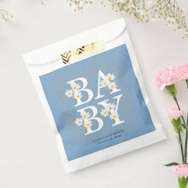 Blue Golden Daisy Glitter Glow Baby shower Bedankzakje