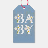 Blue Golden Daisy Glitter Glow Baby shower Cadeaulabel (Achterkant)