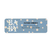 Blue Golden Daisy Glitter Glow Baby shower Etiket (Voorkant)