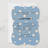 Blue Golden Daisy Glitter Glow Baby shower Kaart (Voorkant)