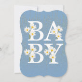 Blue Golden Daisy Glitter Glow Baby shower Kaart (Achterkant)