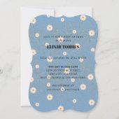 Blue Golden Daisy Glitter Glow Baby shower Kaart (Voorkant)