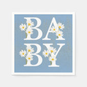 Blue Golden Daisy Glitter Glow Baby shower Servet (Voorkant)