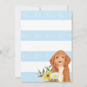 Blue Golden Doodle Dog Baby shower Kaart (Achterkant)
