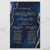 Blue Golden Marble Agate Wedding Ceremony Program (Achterkant)