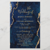 Blue Golden Marble Agate Wedding Ceremony Program (Voorkant)