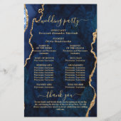 Blue Golden Marble Agate Wedding Ceremony Program (Achterkant)