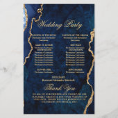 Blue Golden Marble Agate Wedding Ceremony Program (Achterkant)