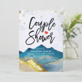 Blue Golden Mountains Couple Shower Wedding Shower Kaart (Staand voorkant)