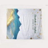 Blue Golden Mountains Weddenschap Foto Booth Backd Wandkleed (Voorkant (horizontaal))