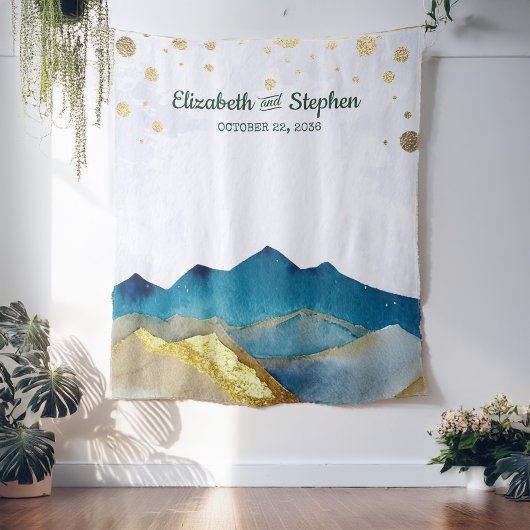 Blue Golden Mountains Weddenschap Foto Booth Backd Wandkleed