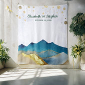 Blue Golden Mountains Weddenschap Foto Booth Backd Wandkleed