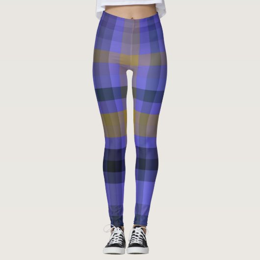 Blue Golden Plaid Leggings (Voorkant)