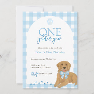 Blue Golden Retriever Een Gouden Jaar Verjaardag Kaart
