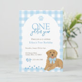 Blue Golden Retriever Een Gouden Jaar Verjaardag Kaart (Staand voorkant)