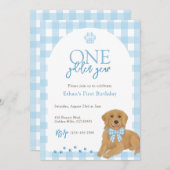 Blue Golden Retriever Een Gouden Jaar Verjaardag Kaart (Voorkant / Achterkant)