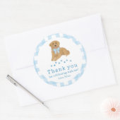Blue Golden Retriever Verjaardag Bedankt Ronde Sticker (Envelop)
