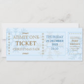 Blue & Golden Simple Fair Christmas Ticket Kaart (Voorkant)