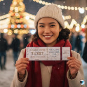 Blue & Golden Simple Fair Christmas Ticket Kaart