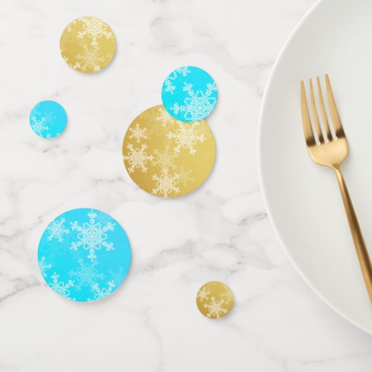 Blue Golden Snowflakes Minimalistische Kerstmis Confetti (Groep)