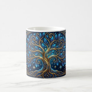 Blue Golden Tree Art Coffee Mug | Aesthetic Nature Koffiemok