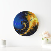 Blue Golden Yellow Fractal Grote Klok (Huis)