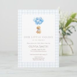 Blue Goldendoodle Puppy Baby Shower Kaart