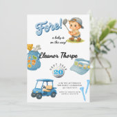 Blue Golf Baby shower Uitnodigen voor Jongen Kaart (Staand voorkant)