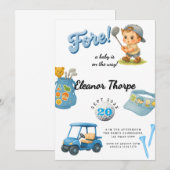 Blue Golf Baby shower Uitnodigen voor Jongen Kaart (Voorkant / Achterkant)