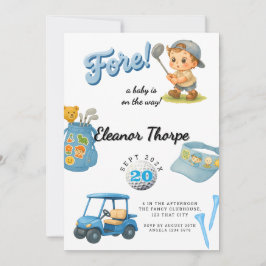 Blue Golf Baby shower Uitnodigen voor Jongen Kaart