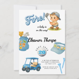 Blue Golf Baby shower Uitnodigen voor Jongen Kaart