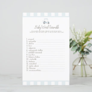 Blue golf baby woord scrabble baby shower spel